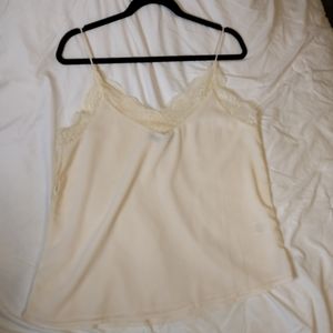 Cream peekaboo lace tank